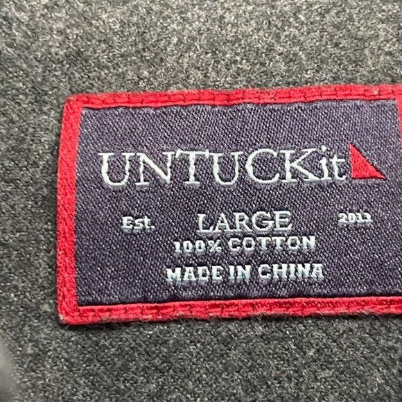 Untuckit Shirt Mens Large Gray Costanti Button Down Casual Preppy Long Sleeve - Picture 3 of 10
